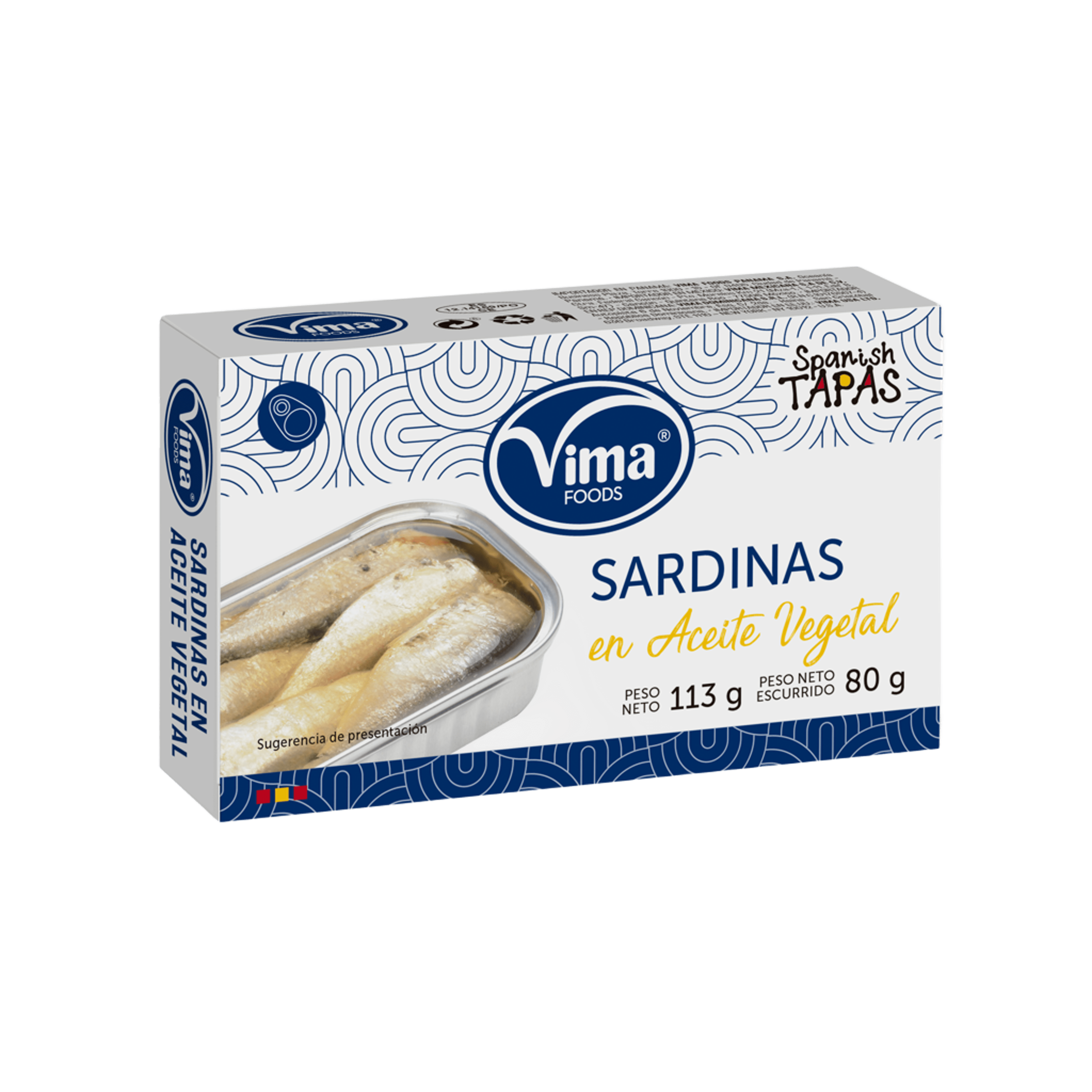 SARDINAS, EN ACEITE VEGETAL,113 GR C/50